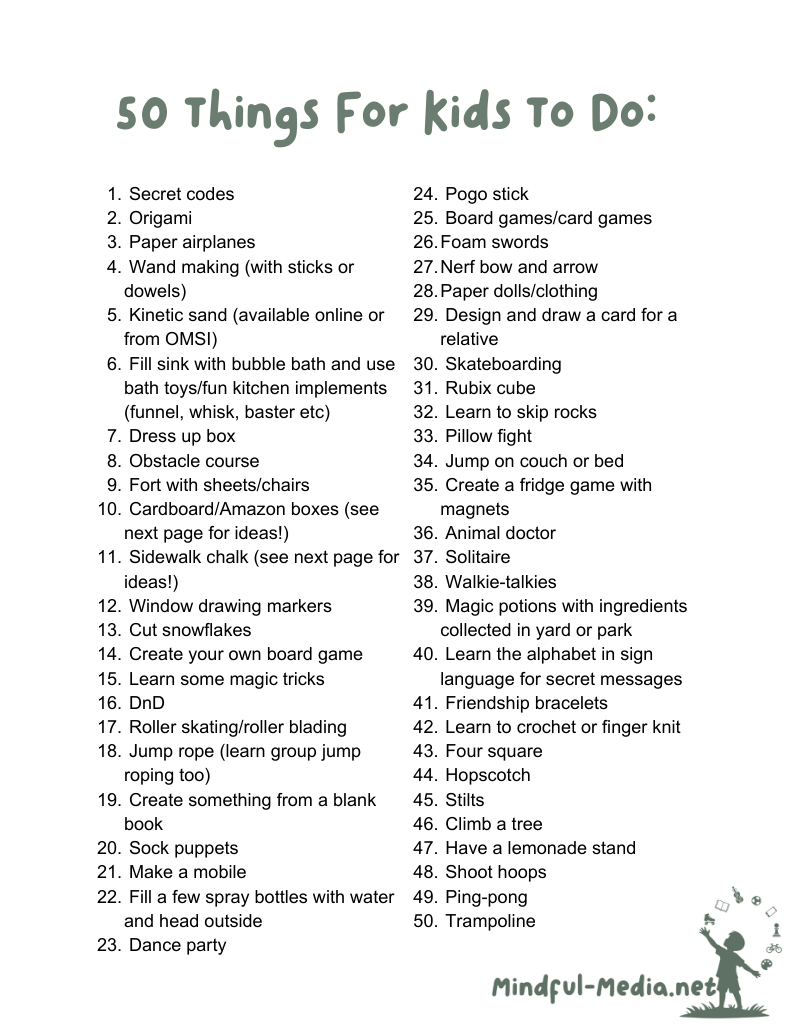 50 Things For Kids To Do