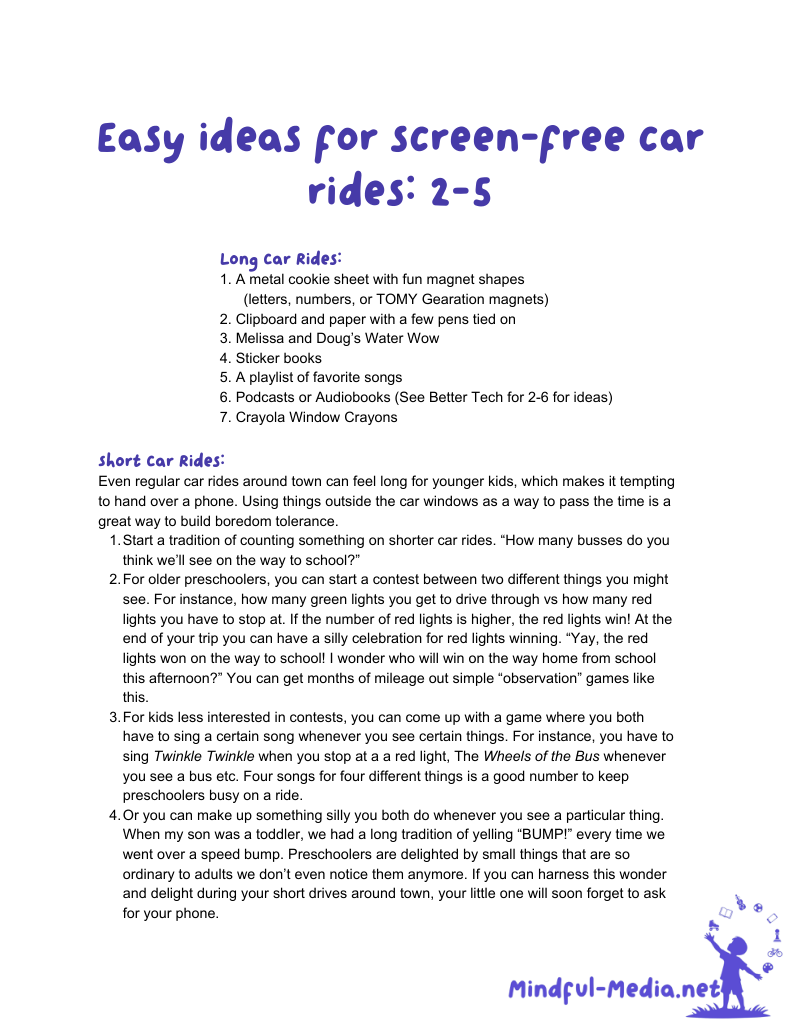 Easy Ideas For Screen-Free Car Rides (Ages 2-5)