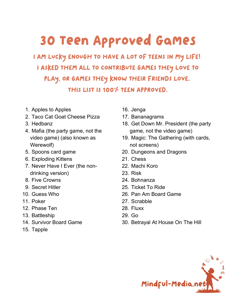 30 Teen Approved Games
